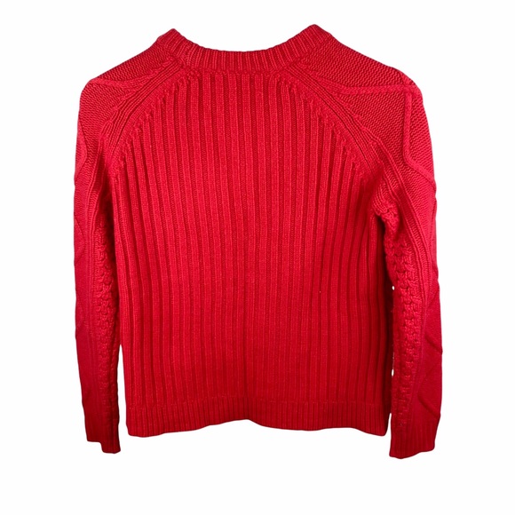 J Crew Red Wool Popcorn Knit Pom Pom Sweater XXS - Picture 4 of 8